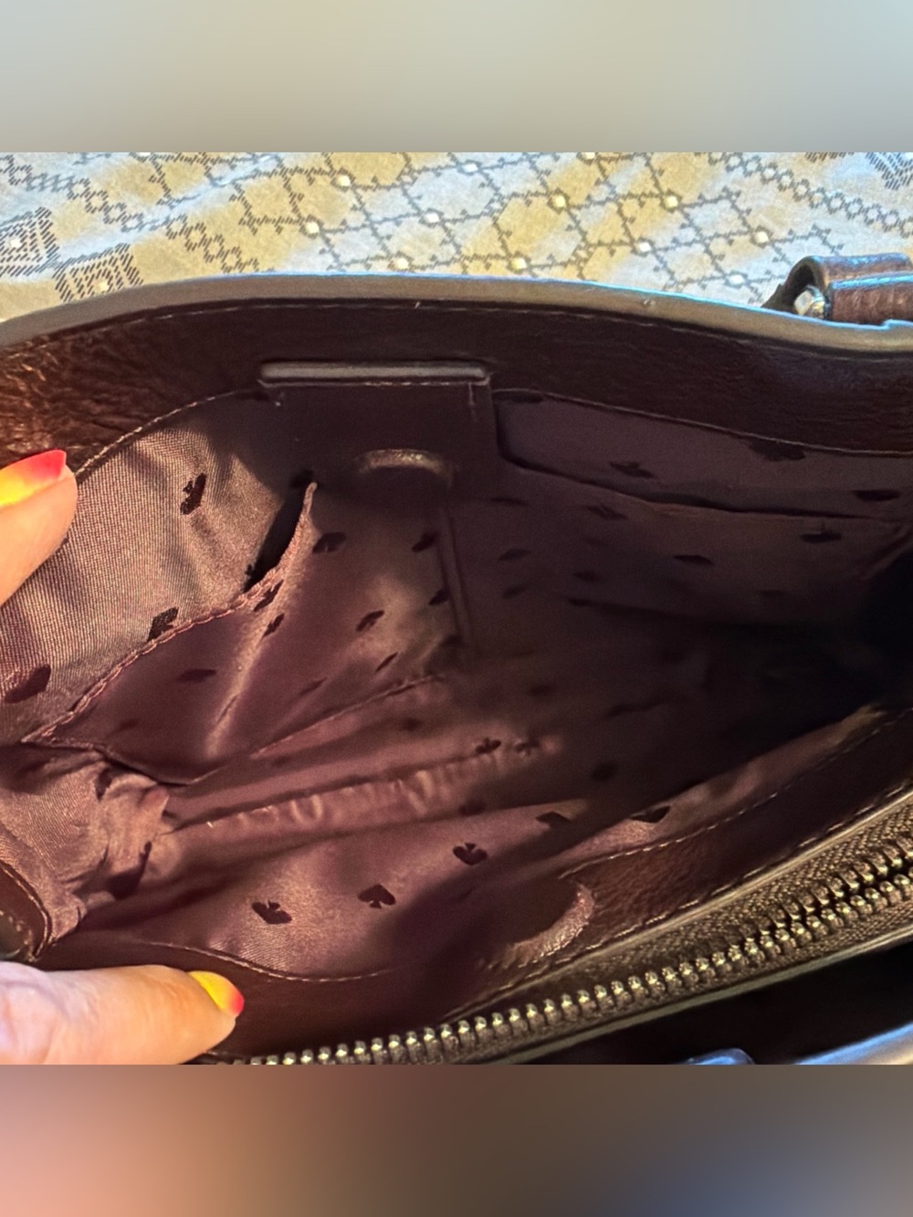 NWT kate spade plum leather satchel with floral pink wallet - Picture 7 of 7